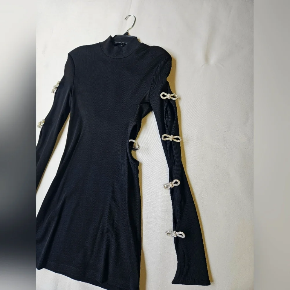 NEW $985 Mach & Mach Crystal-Embellished Cut-Out Minidress - Picture 6 of 16